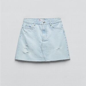 Zara ripped denim mini skirt